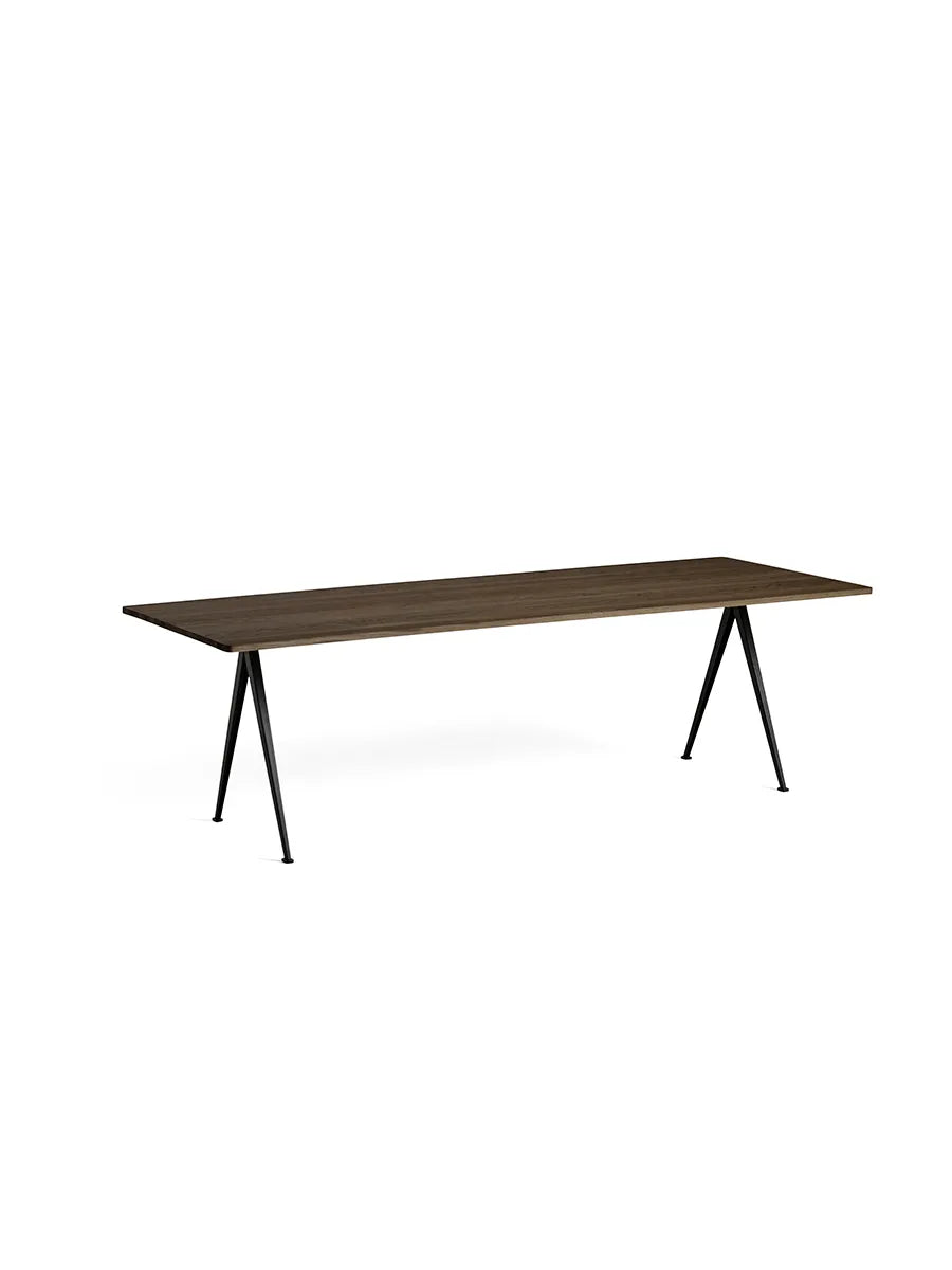 Pyramid 02 bord fra Hay - 250 x 85 cm / Sort pulverlakeret stål / Røget eg (olie) - Jacobsen Plus