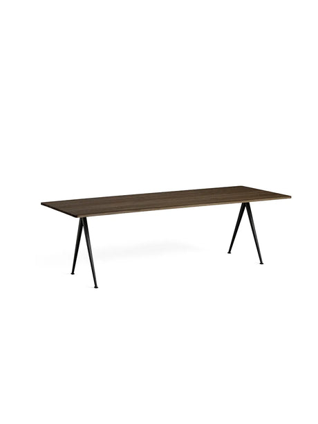 Pyramid 02 bord fra Hay - 250 x 85 cm / Sort pulverlakeret stål / Røget eg (olie) - Jacobsen Plus