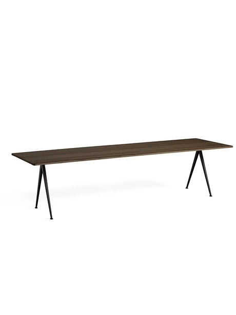 Pyramid 02 bord fra Hay - 300 x 85 cm / Sort pulverlakeret stål / Røget eg (olie) - Jacobsen Plus
