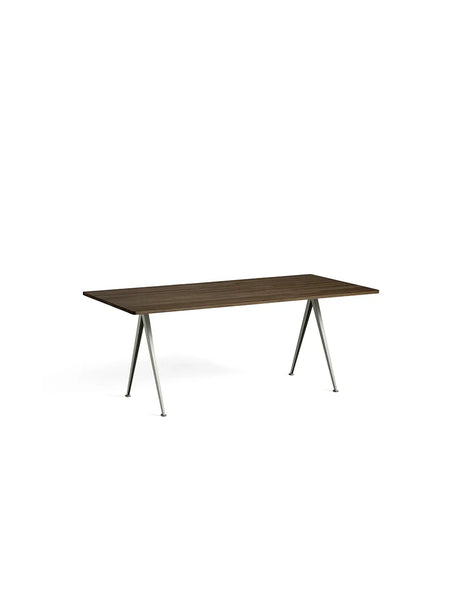 Pyramid 02 bord fra Hay - 190 x 85 cm / Beige pulverlakeret stål / Røget eg (olie) - Jacobsen Plus