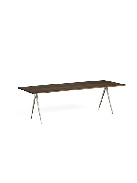Pyramid 02 bord fra Hay - 250 x 85 cm / Beige pulverlakeret stål / Røget eg (olie) - Jacobsen Plus