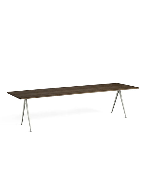 Pyramid 02 bord fra Hay - 300 x 85 cm / Beige pulverlakeret stål / Røget eg (olie) - Jacobsen Plus