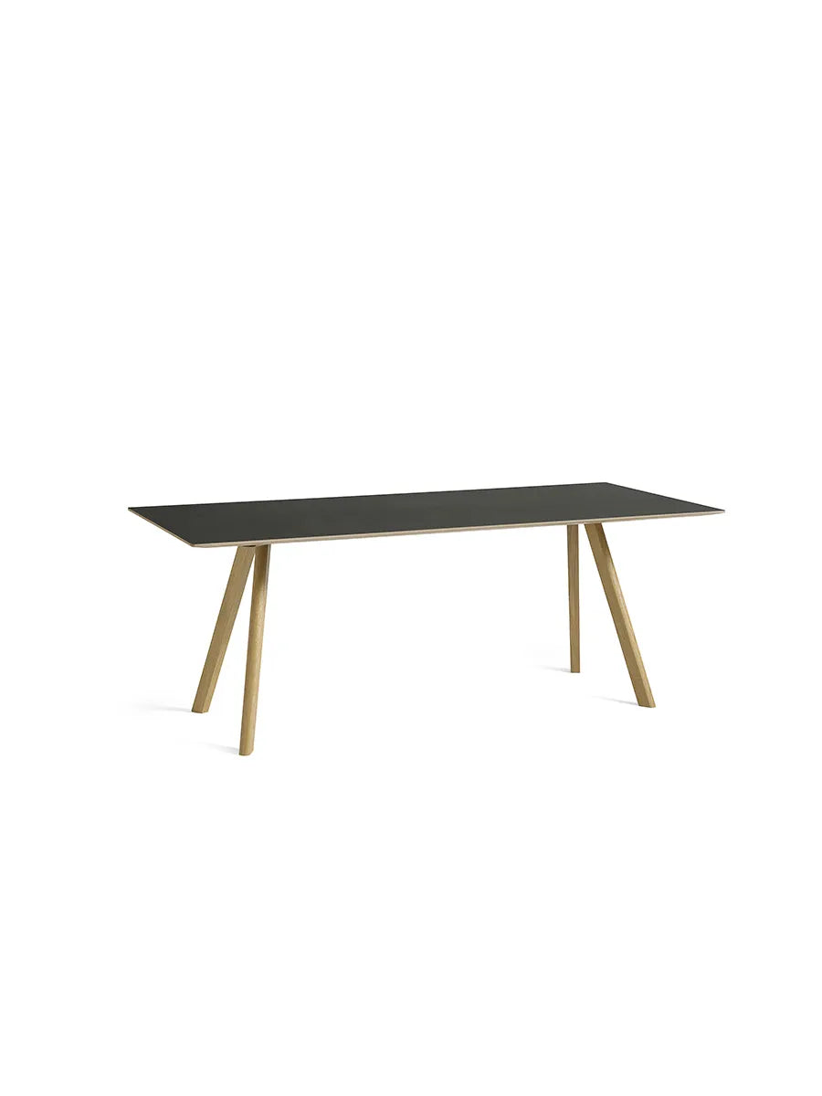 CPH30 bord, 200 cm fra Hay - Sort linoleum / Lakeret eg - Jacobsen Plus