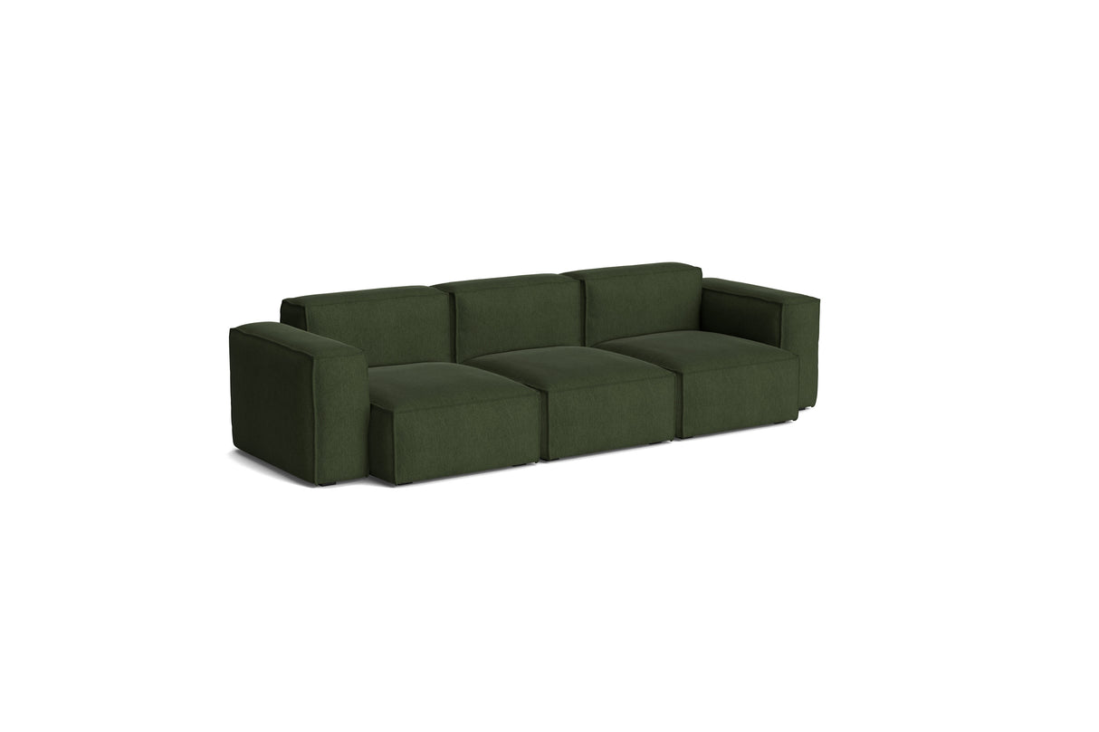 HAY Mags Soft Low armrest 3 pers. sofa med aftageligt betræk, kombination 1 - Turf - Dark Green - Jacobsen Plus