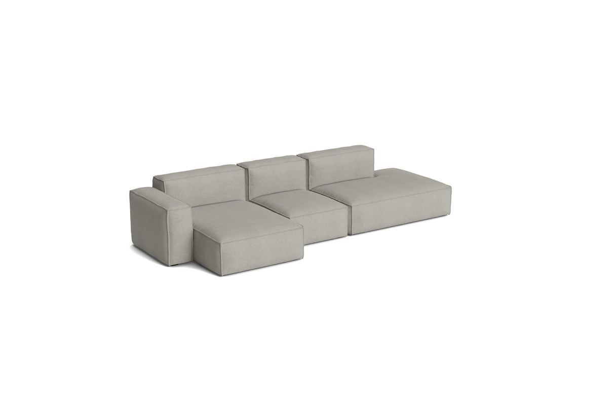 HAY Mags Soft Low armrest 3 pers. sofa med aftageligt betræk, kombination 4 venstre - Turf - Light Grey - Jacobsen Plus