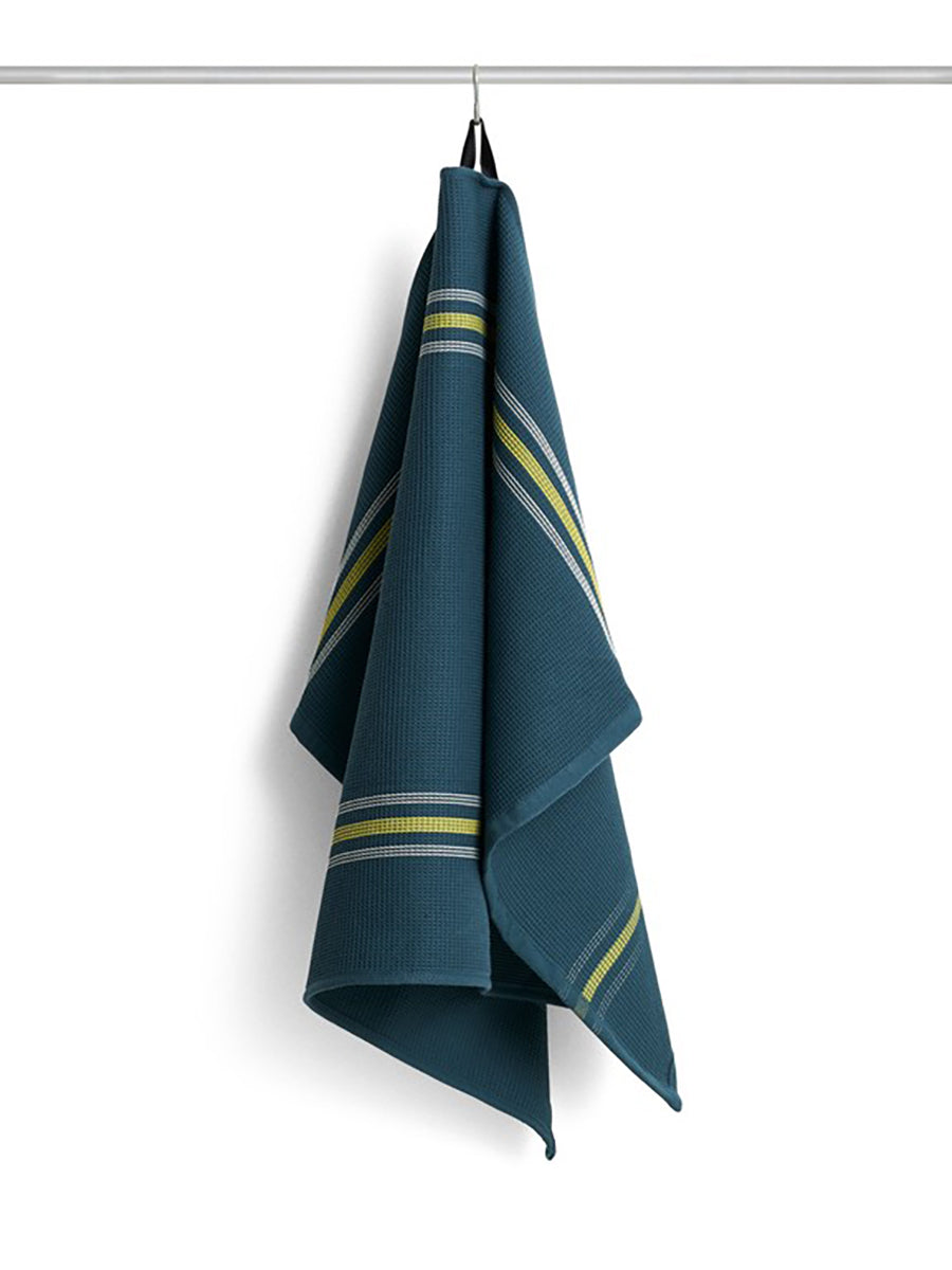 HAY Canteen viskestykke - Green and yellow block stripe - Jacobsen Plus