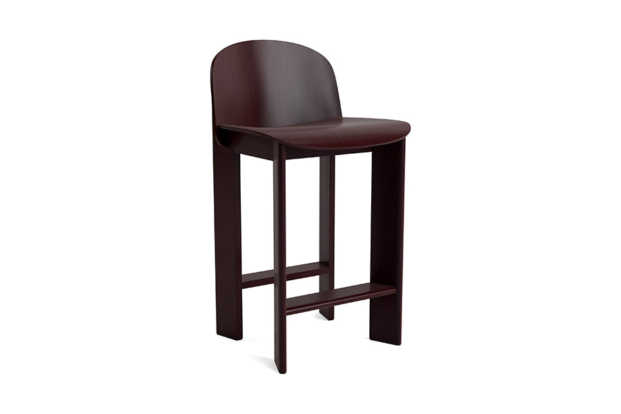 Chisel 35 lav barstol fra Hay - Dark bordeaux lakeret bøg - Jacobsen Plus