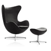 Ægget, Sort Essential læder, med returdrej inkl. skammel af Arne Jacobsen