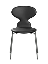 3101 Myren Stol, forsidepolstret af Arne Jacobsen - Sortfarvet ask-sort essential læder / Silver Grey - Jacobsen Plus