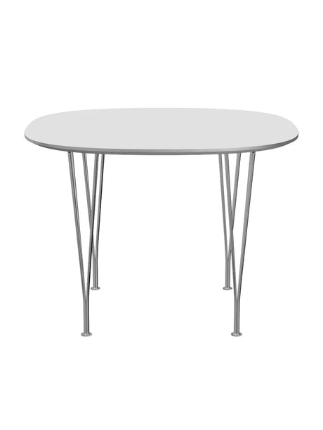 Piet Hein B603 spisebord, 100 x 100 cm fra Fritz Hansen - Hvid laminat m. alukant - Jacobsen Plus