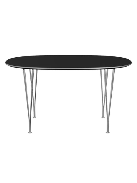 Piet Hein B611 Spisebord, 135 x 90 cm fra Fritz Hansen - Sort laminat m. alukant - Jacobsen Plus