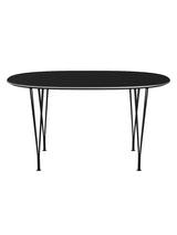 Piet Hein B611 Superellipse spisebord, 135 x 90 cm fra Fritz Hansen - Sort laminat m. alukant - Sort stel - Jacobsen Plus