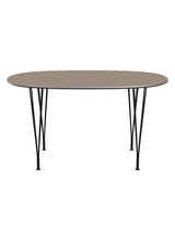 Piet Hein B611 Superellipse spisebord, 135 x 90 cm fra Fritz Hansen - Brown Ottawa m. alukant - Sort stel - Jacobsen Plus