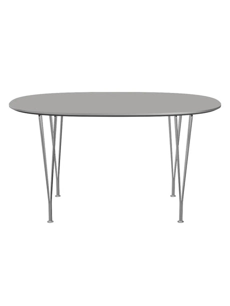 Piet Hein B611 Superellipse spisebord, 135 x 90 cm fra Fritz Hansen - Hvid laminat m. alukant - Jacobsen Plus
