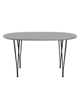Piet Hein B611 Superellipse spisebord, 135 x 90 cm fra Fritz Hansen - Grey Efeso m. alukant - Sort stel - Jacobsen Plus
