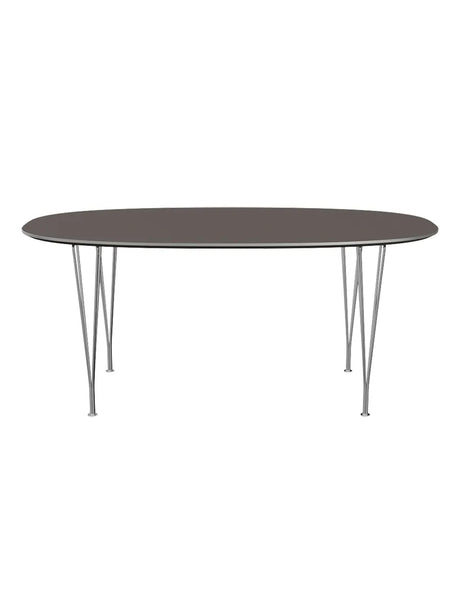 Piet Hein B616 Superellipse spisebord, 170 x 100 cm fra Fritz Hansen - Hvid laminat m. alukant - Jacobsen Plus