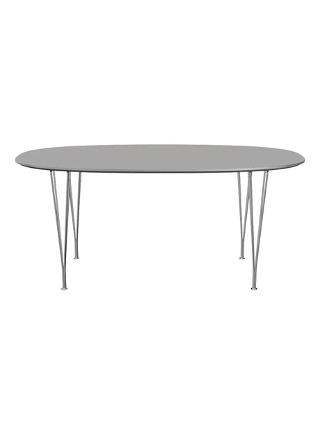 Piet Hein B616 Superellipse spisebord, 170 x 100 cm fra Fritz Hansen - Hvid laminat m. alukant - Jacobsen Plus