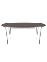 Piet Hein B619 Udtræksbord, 180/300 x 120 cm fra Fritz Hansen - Grå laminat m. alukant / Forkromet stål - Jacobsen Plus