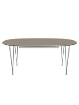 Piet Hein B619 Udtræksbord, 180/300 x 120 cm fra Fritz Hansen - Brown Ottawa m. alukant (specialfarve) / Forkromet stål - Jacobsen Plus