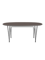 Piet Hein B620 Superellipse udtræksbord, 170/270 x 100 cm fra Fritz Hansen - Grå laminat m. alukant - Sort stel - Jacobsen Plus