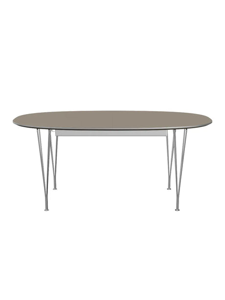Piet Hein B620 Superellipse udtræksbord, 170/270 x 100 cm fra Fritz Hansen - Hvid laminat m. alukant - Jacobsen Plus