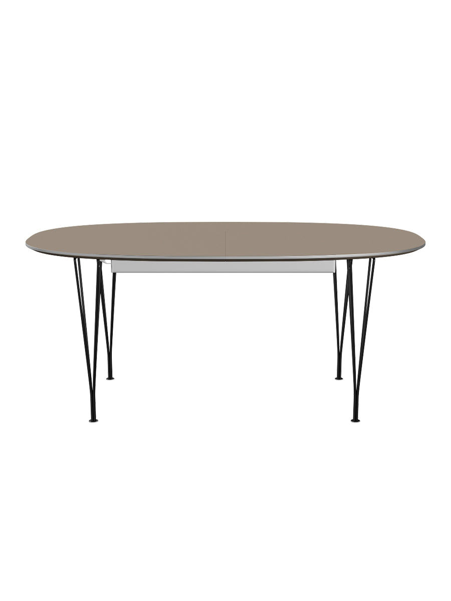 Piet Hein B620 Superellipse udtræksbord, 170/270 x 100 cm fra Fritz Hansen - Brown Ottawa m. alukant - Sort stel - Jacobsen Plus