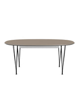 Piet Hein B620 Superellipse udtræksbord, 170/270 x 100 cm fra Fritz Hansen - Brown Ottawa m. alukant - Sort stel - Jacobsen Plus