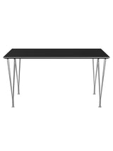Piet Hein B637 Spisebord, 140 x 80 cm fra Fritz Hansen - Sort laminat m. alukant - Jacobsen Plus