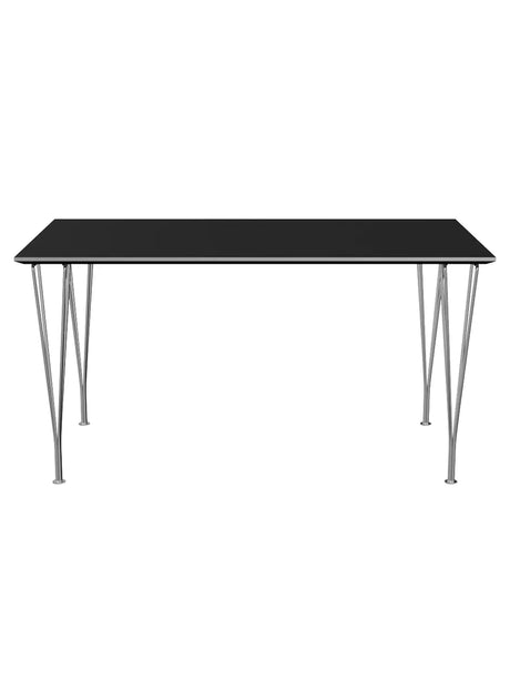 Piet Hein B637 Spisebord, 140 x 80 cm fra Fritz Hansen - Sort laminat m. alukant - Jacobsen Plus