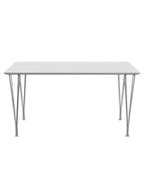 Piet Hein B637 Spisebord, 140 x 80 cm fra Fritz Hansen - Hvid laminat m. alukant - Jacobsen Plus