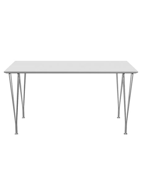 Piet Hein B637 Spisebord, 140 x 80 cm fra Fritz Hansen - Hvid laminat m. alukant - Jacobsen Plus