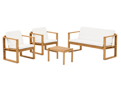 Bodil Kjær udendørs loungesæt i teak med 1 sidebord, 1 bænk og 2 loungestole inkl. hynder fra Carl Hansen & Søn - 1 - Jacobsen Plus