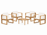 Bodil Kjær udendørs loungesæt i teak med 1 sidebord og 4 loungestole inkl. hynder fra Carl Hansen & Søn - 1 - Jacobsen Plus