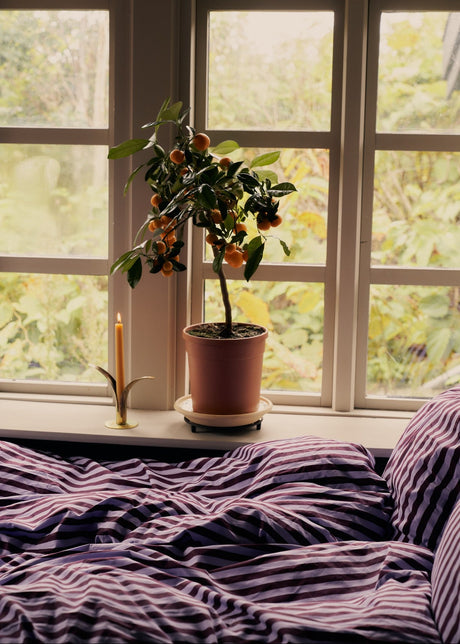 Bongusta - Percale sengetøj, 140x200/60x63 cm, Wine & lavender blue - 2 - Jacobsen Plus