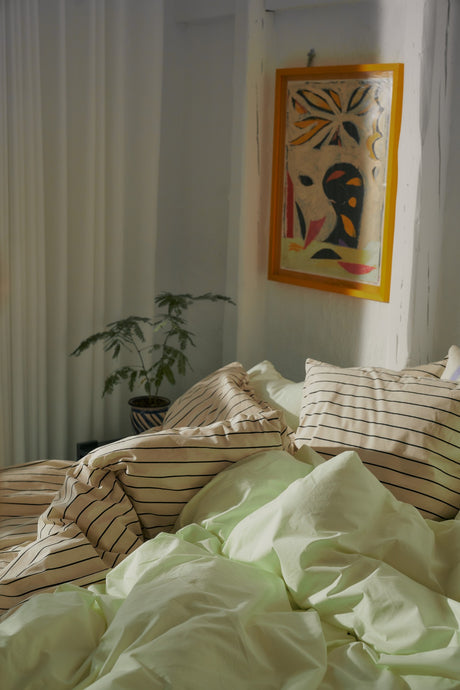 Bongusta - Percale sengetøj, 140x200/60x63 cm, Creme & ink - 5 - Jacobsen Plus