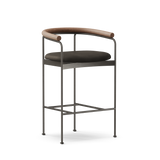 DK3 Baia Counter Stool - Black Leather / Black Steel / Walnut - Jacobsen Plus