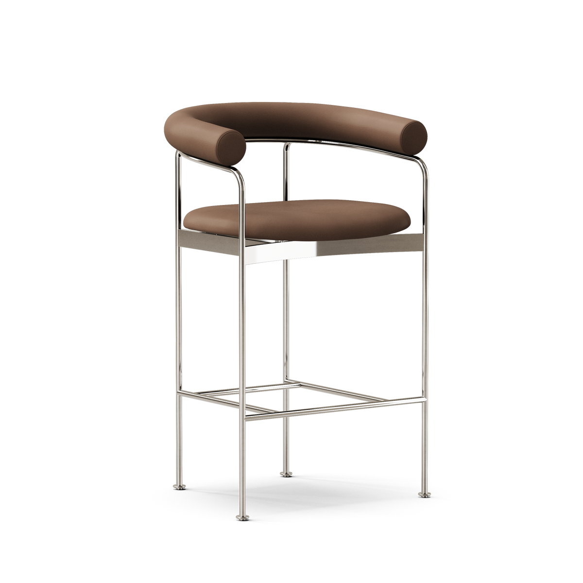 DK3 Baia Counter Stool - Mocca Leather / Chrome - Jacobsen Plus