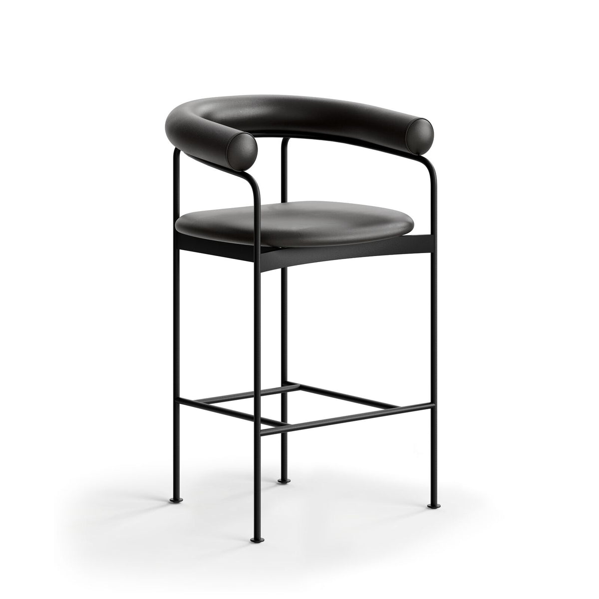 DK3 Baia Counter Stool - Black Leather / Black Steel - Jacobsen Plus