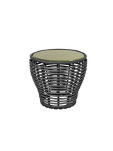 Basket Sofabord fra Cane-line - Lille - H45 x Ø50 cm / Graphite-Glazed lava green - Jacobsen Plus