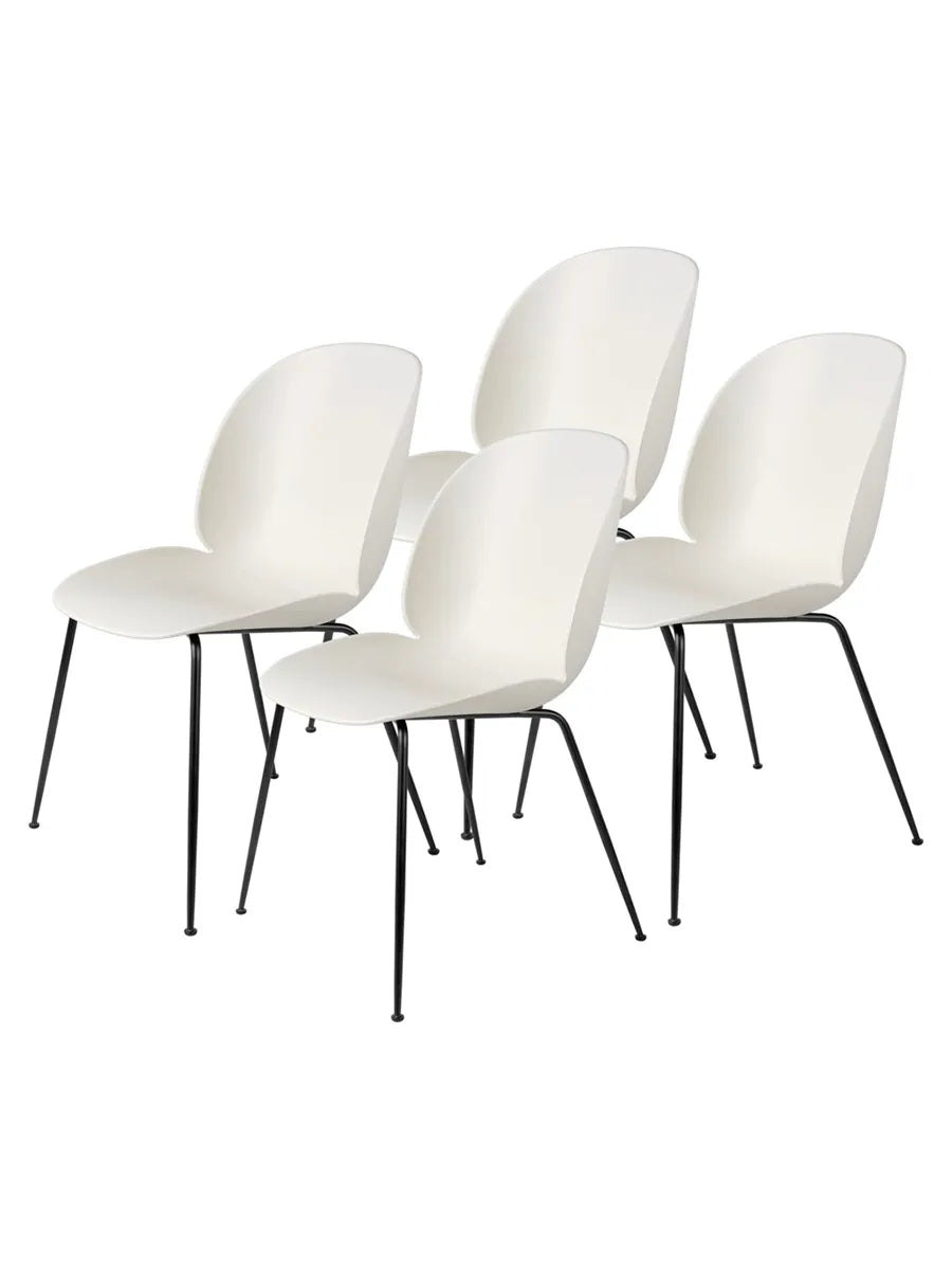 Beetle Chair, conic base 4 stk. fra GUBI - Alabaster White / Black Matt base - Jacobsen Plus
