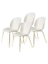 Beetle Chair, conic base 4 stk. fra GUBI - Alabaster White / Brass Semi Matt base - Jacobsen Plus