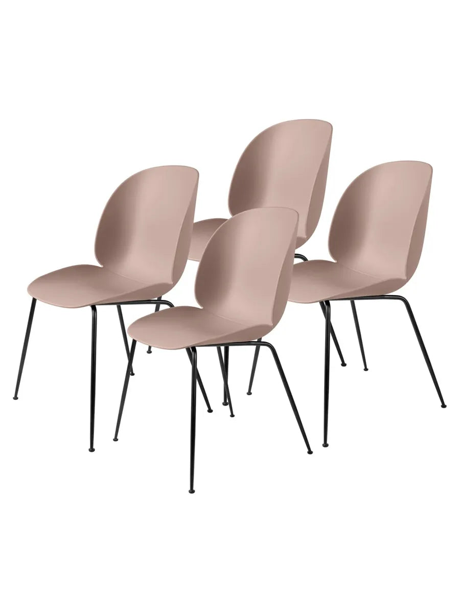 Beetle Chair, conic base 4 stk. fra GUBI - Sweet Pink / Black Matt base - Jacobsen Plus