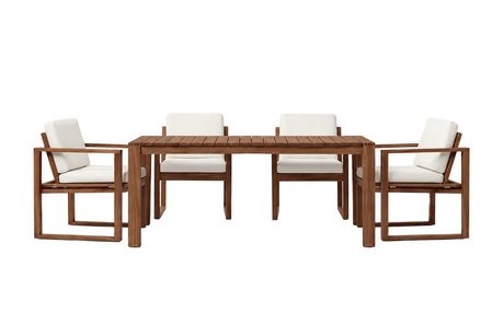 Bodil Kjær havemøbelsæt i olieret teak med 1 havebord og 4 havestole inkl. hynder fra Carl Hansen & Søn - 1 - Jacobsen Plus