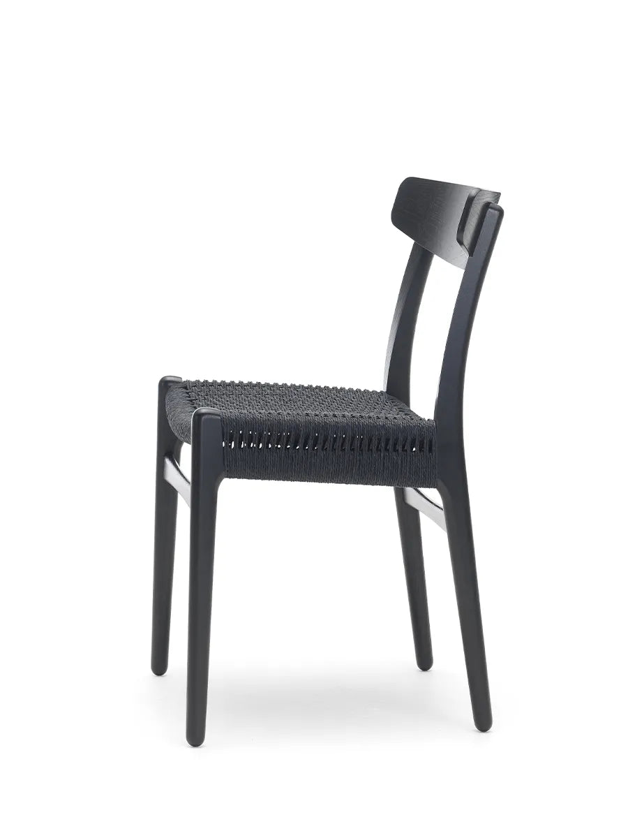 CH23 Spisestol, sort eg med sort flet af Hans J. Wegner
