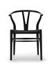 Y-stol CH24 Soft Black med sort flet af Hans J. Wegner