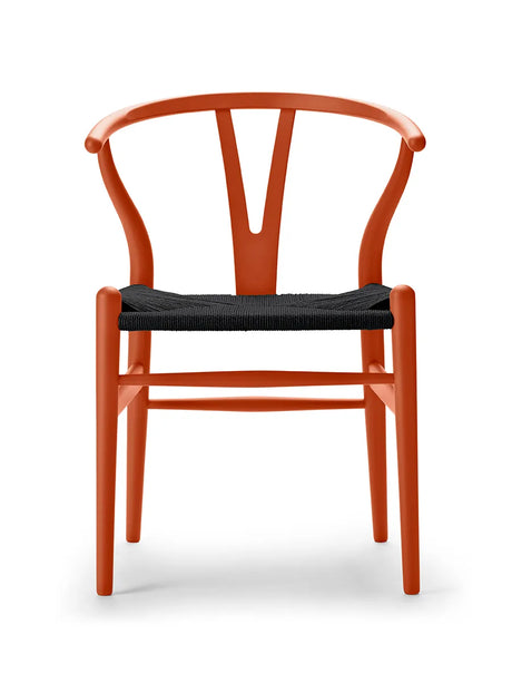 Y-stol CH24 Soft Orange Red med sort flet af Hans J. Wegner - 1 - Jacobsen Plus