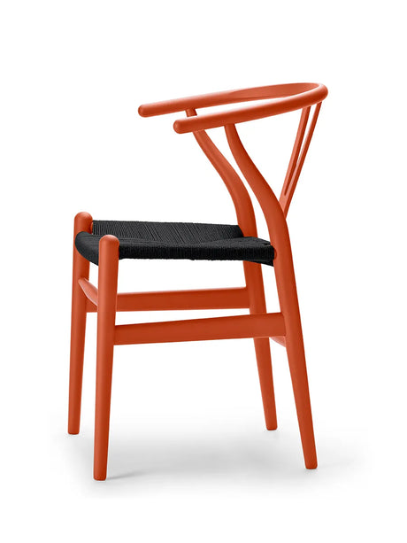 Y-stol CH24 Soft Orange Red med sort flet af Hans J. Wegner - 3 - Jacobsen Plus