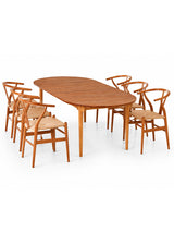 Hans J. Wegner spisebordssæt, 1 x Special Edition CH338 spisebord i Teak/Eg mix, 6 x Y-stole CH24 i Teak fra Carl Hansen & Søn - 1 - Jacobsen Plus