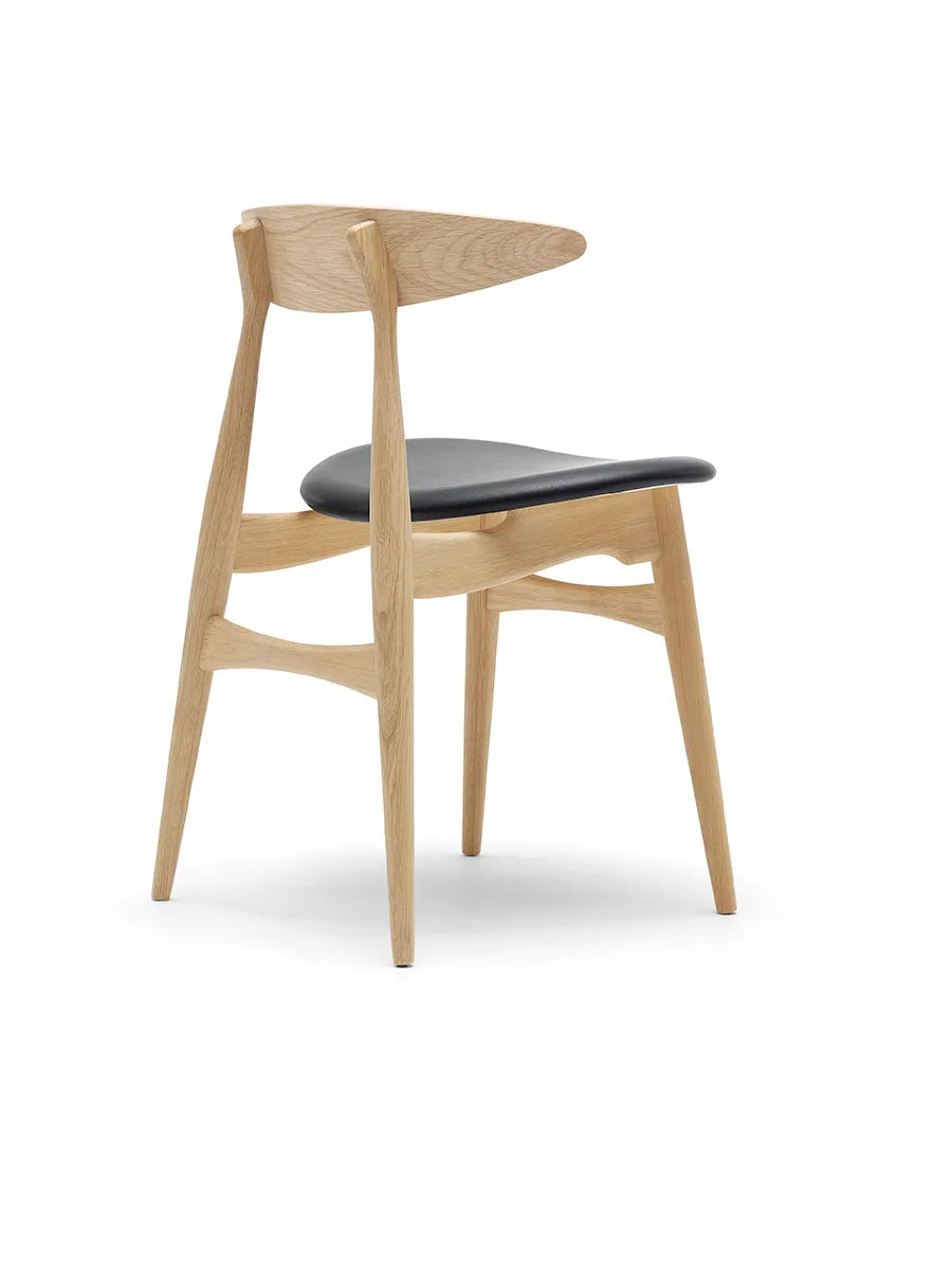 CH33 Stol, sæbebehandlet eg/sort læder af Hans J. Wegner - 3 - Jacobsen Plus