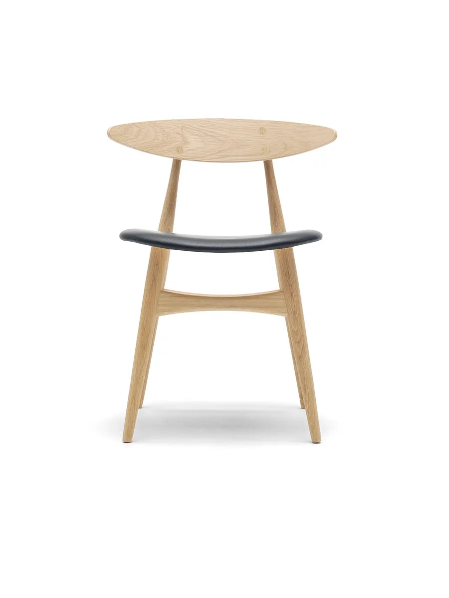 CH33 Stol, sæbebehandlet eg/sort læder af Hans J. Wegner - 1 - Jacobsen Plus